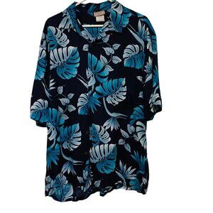 Aloha Hut‎ Hawaii Mens Shirt Tropical Print Button Up Short Sleeve Size Large
